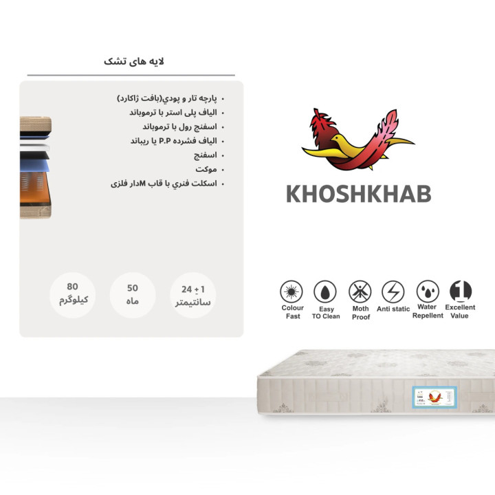 تشک خوشخواب مدل طبی فنری یکنفره سایز 120x200 سانتی متر