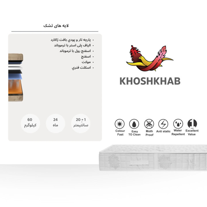 تشک خوشخواب مدل کامفورت پلاس یکنفره نوجوان سایز 80x180 سانتی متر